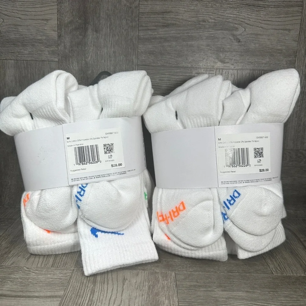 Nike Everyday Plus Kids M Crew Socks 2 Packs of 6 NEW SX6897-968